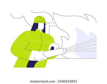 Firefighter abstract concept vector illustration. Firefighter sprays water on a forest fire, environmental problem, natural disaster, climate change, global warming effects abstract metaphor.
