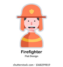 firefighter avatar flat vector illustration