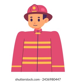 Ilustración de avatar de bombero, perfecto para libros para niños, carteles de seguridad y recursos educativos. Muestra una profesión valiente y heroica.