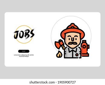 firefighter avatar on white background, very suitable for learning media