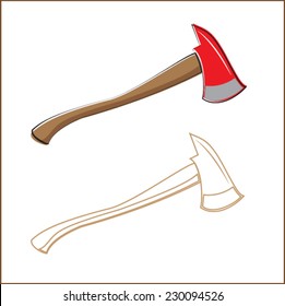 firefighter ax in doodle style