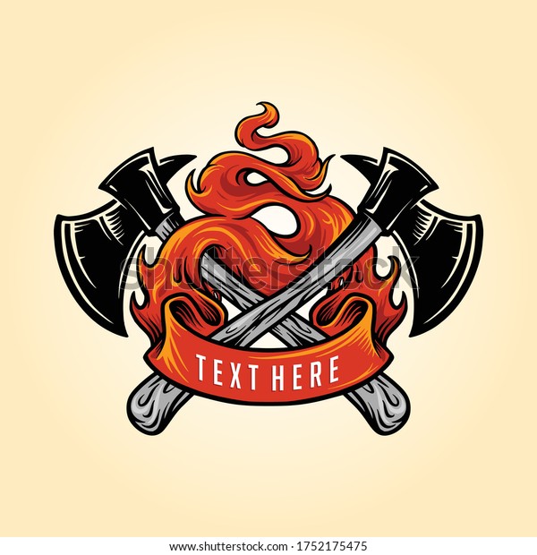 Firefighter Axe Fire Logo Illustrations Stock Vector (Royalty Free