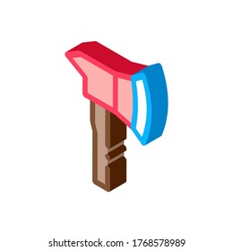 Firefighter Axe Hatchet Icon Vector. Isometric Firefighter Axe Hatchet sign. color isolated symbol illustration