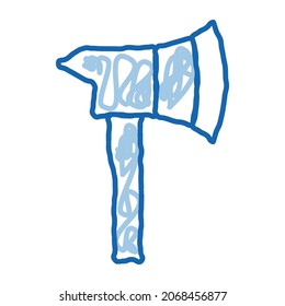 Firefighter Axe Hatchet sketch icon vector. Hand drawn blue doodle line art Firefighter Axe Hatchet sign. isolated symbol illustration