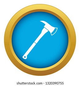 Firefighter axe icon blue vector isolated on white background for any design