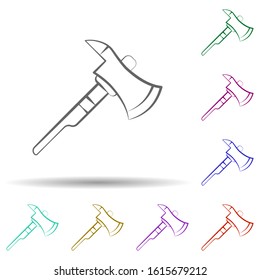 Firefighter, axe in multi color style icon. Simple thin line, outline vector of firefighter icons for ui and ux, website or mobile application
