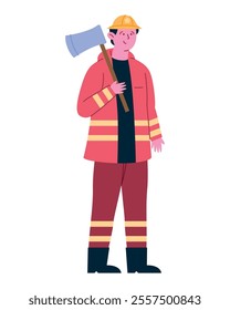 firefighter with axe tool design