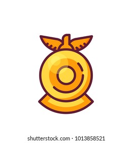 Firefighter badge with eagle. Fire department emblem or sign icon in flat design.