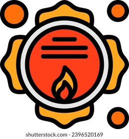 Firefighter Badge Linear Filled Icon Vector Design