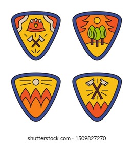 Firefighter badges. Forest fire elements for apparel, print and web design.