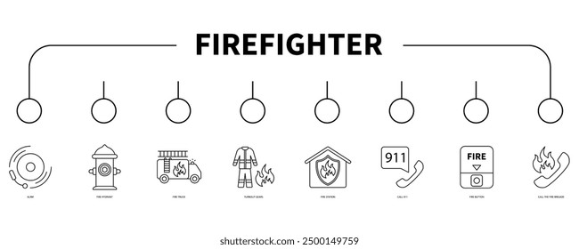 firefighter banner web icon vector illustration concept