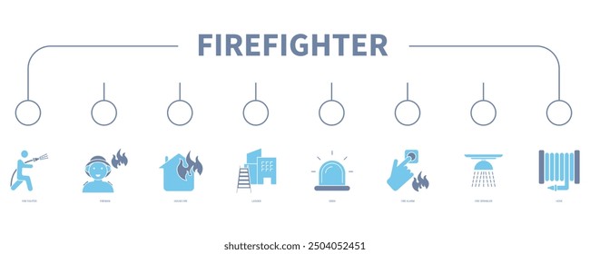 firefighter banner web icon vector illustration concept