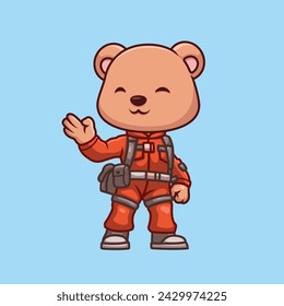 Firefighter Bear Cute Cartoon Character Illustration