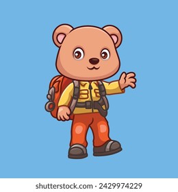 Firefighter Bear Cute Cartoon Character Illustration