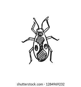 firefighter beetle vector doodle sketch isolated on white backgr
