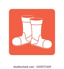 firefighter boots block line style icon vector illustration design