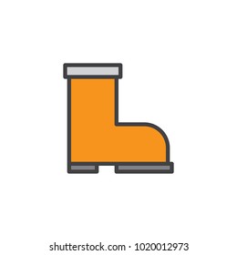 Firefighter boots filled outline icon, line vector sign, linear colorful pictogram isolated on white. Work Boots symbol, logo illustration. Pixel perfect vector graphics
