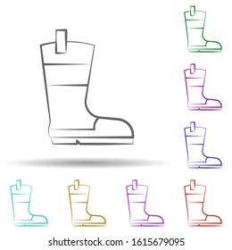 Firefighter, boots in multi color style icon. Simple thin line, outline vector of firefighter icons for ui and ux, website or mobile application