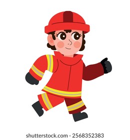 firefighter boy character isolated design