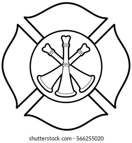 Firefighter Bugle Badge Illustration