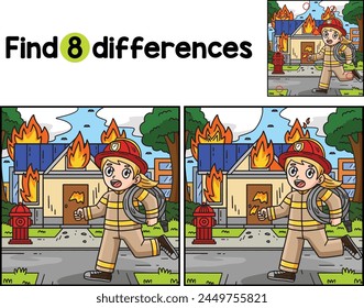 Firefighter Building on Fire Find The Differences