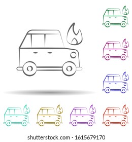 Firefighter, car in multi color style icon. Simple thin line, outline vector of firefighter icons for ui and ux, website or mobile application
