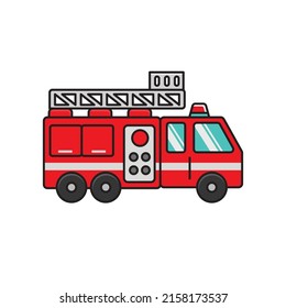 Firefighter car vector illustration with simple design isolated on white background. Firefighter car colorful icon