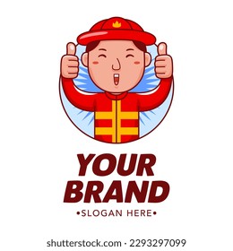 Firefighter Cartoon Character Logo Vector Template