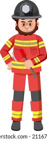 A firefighter cartoon character on white background illustration