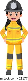 A firefighter cartoon character on white background illustration