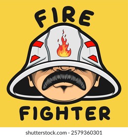 Firefighter Cartoon Logo Vector Illustration