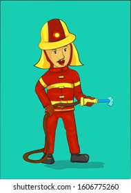 Firefighter cartoon style, Vector illustration