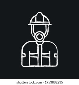 Firefighter chalk icon. Rescue service. Thin line customizable illustration. Contour symbol. Vector isolated outline drawing.