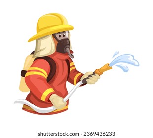 Firefighter Character Cartoon Illustration Vector