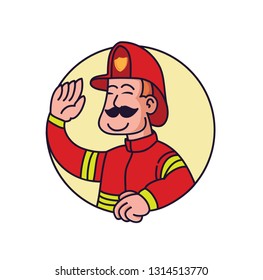 firefighter character illustration.Business Mascot Logo - Vector