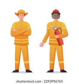 Feuerwehrcharakter auf einheitlicher Vektorgrafik