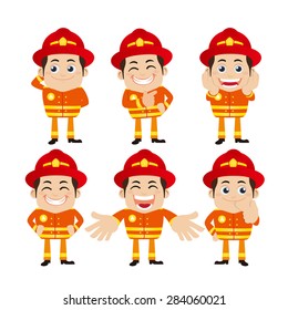 Firefighter characters in different poses