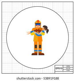 Firefighter and Child Icon