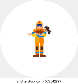 Firefighter and Child Icon