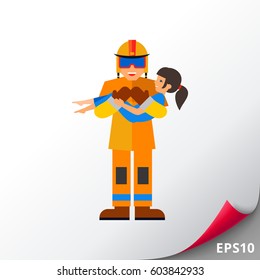 Firefighter and Child Icon