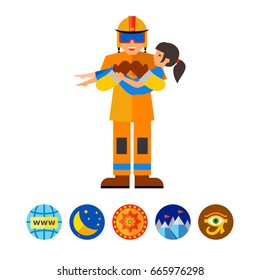 Firefighter and Child Icon