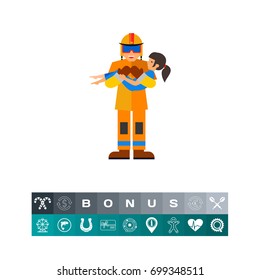 Firefighter and Child Icon