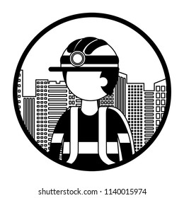 firefighter with cityscape character