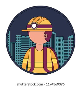 firefighter with cityscape character