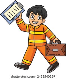  Firefighter with a Clipboard and Handbag Clipart