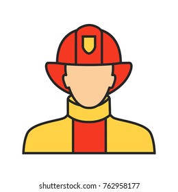 Firefighter color icon. Fireman. Dangerous profession. Isolated vector illustration