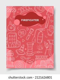 firefighter concept with doodle style for template of banners, flyer, books, and magazine