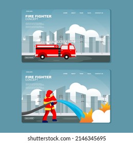 firefighter concept flat design illustration
