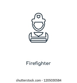 Firefighter concept line icon. Linear Firefighter concept outline symbol design. This simple element illustration can be used for web and mobile UI/UX.