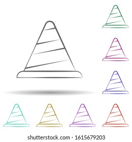 Firefighter, cone in multi color style icon. Simple thin line, outline vector of firefighter icons for ui and ux, website or mobile application